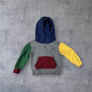 Polo Ralph Lauren Color-Block Hoodie Toddler Size 3T–4T Gray/Green/Yellow/Red